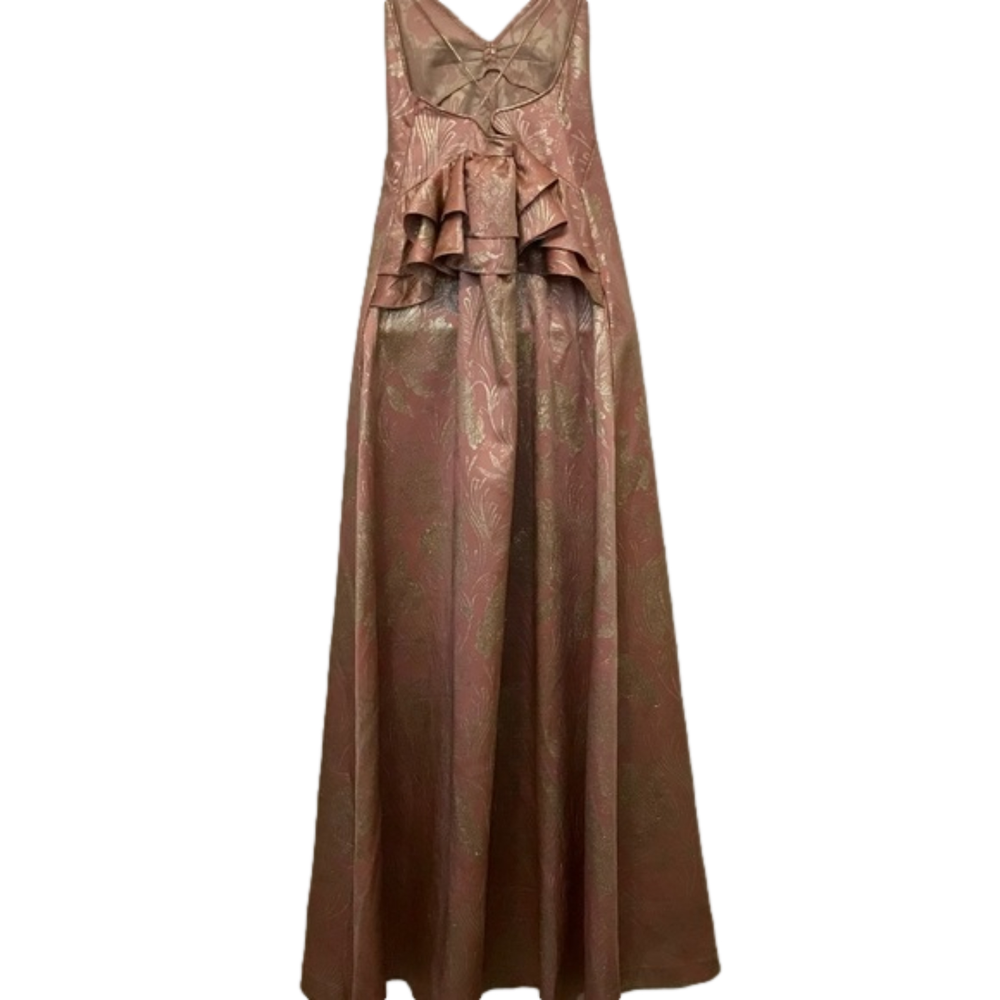 Rochas Pre-Fall 2017 Rose Gold Silk Versailles Evening Gown Small